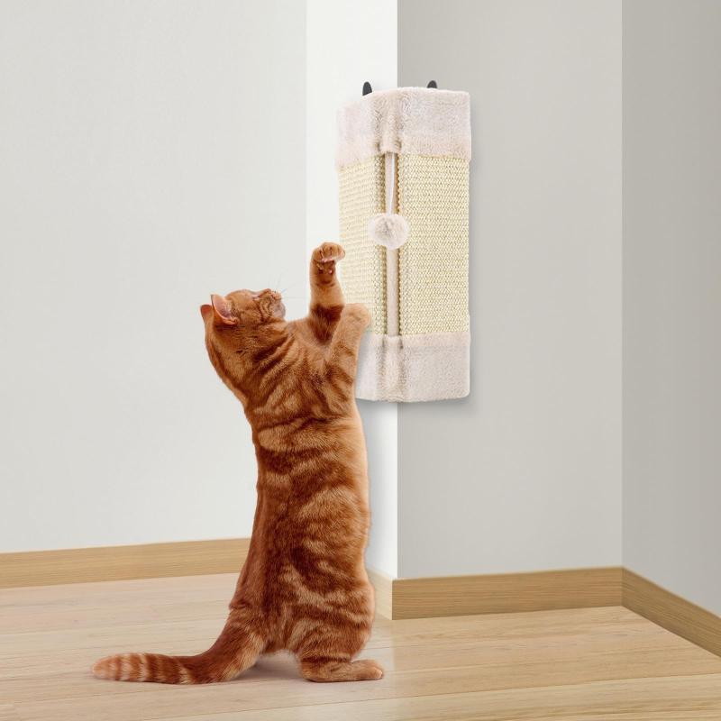 Rakuten - LIFLIX 猫 爪研ぎ コーナー 爪とぎ 壁に貼る 壁掛け 家具 保護 サイザル麻 44 x 21cm