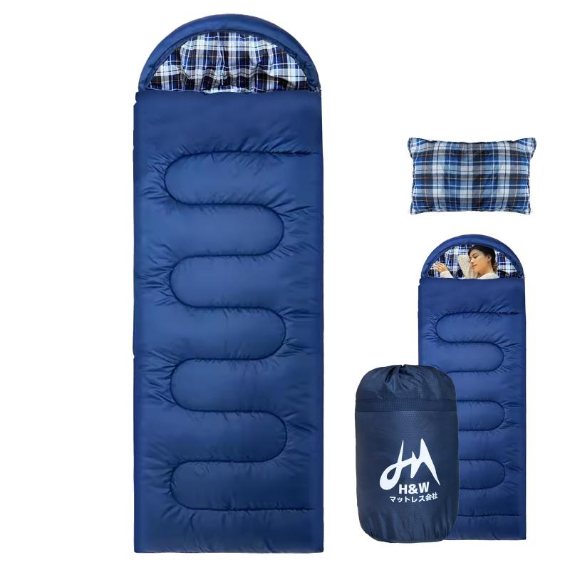 寝袋 オールシーズン 夏用 冬用 シュラフ封筒型 【1秒で開く&手足が自由】 210×75cm 柔らかく肌触り キャンプ寝袋（快適温度-5℃-20℃） エアコン完備の部屋 2800g シ