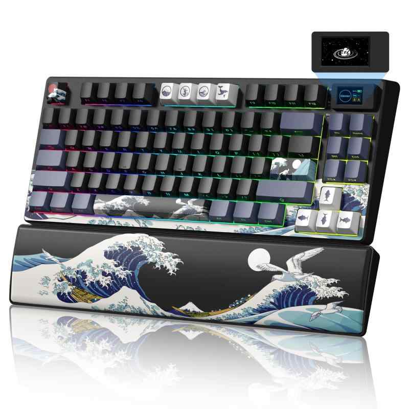 Womier SK80 PRO ワイヤレスゲーミングキーボード リストレスト付き 75%メカニカルキーボード テンキーレス 3モード…