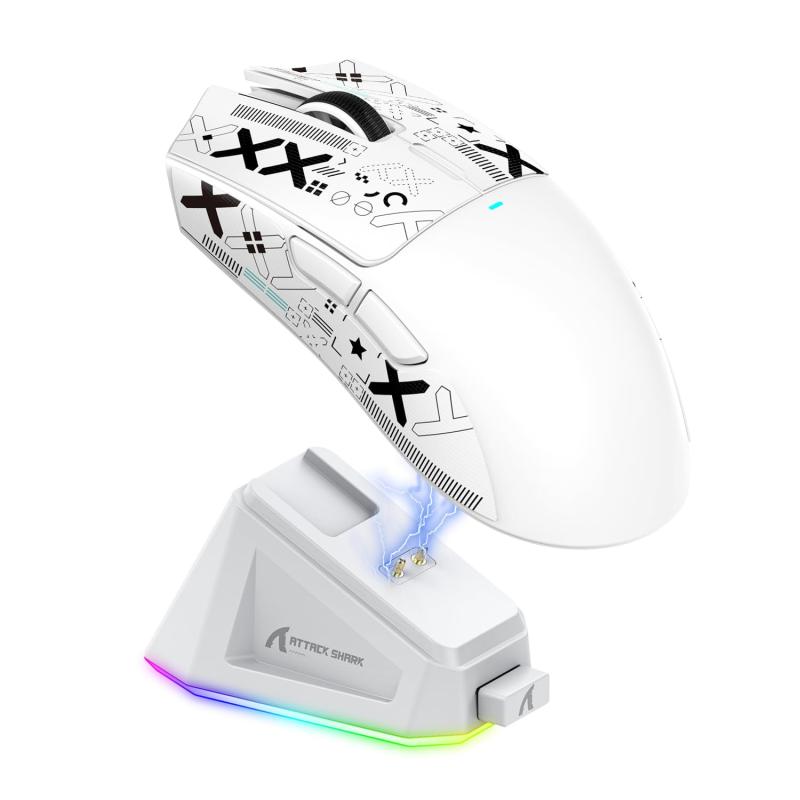 ATTACK SHARK X11 ゲーミングマウス ワイヤレス 無線 2.4g/Bluetooth/USB-C 超軽量63g 22000DPI 充電ドック付き 最大65時間動作 技適取..