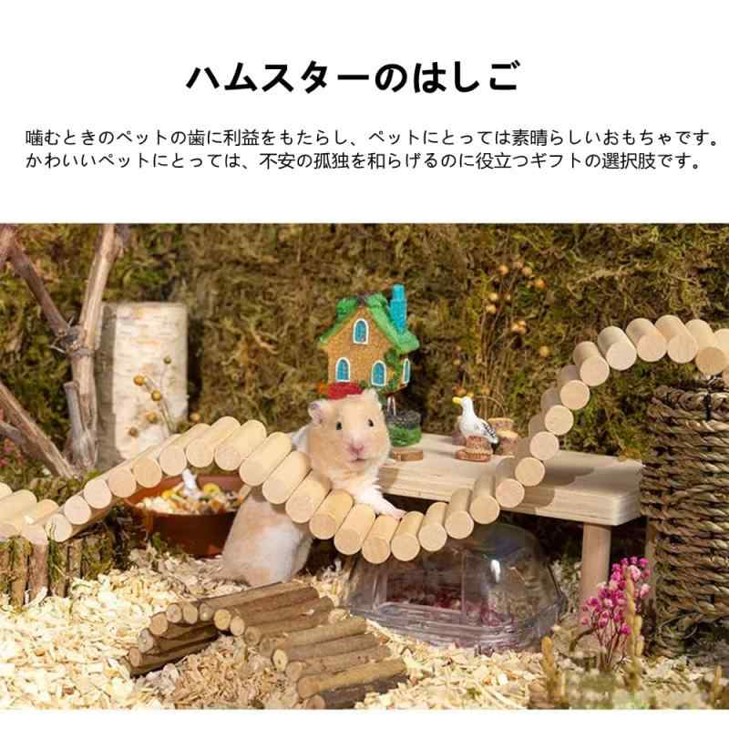 RoothouseStoreのMUYYIKA ハムスター はしご ステップ 歯磨き おもちゃ 天然木製 はしご モルモット ハリネズミ リス かじり木 嚙むおもちゃ ストレス 運動不足解消 あそび道具 小動物用おもちゃ｜アングル3