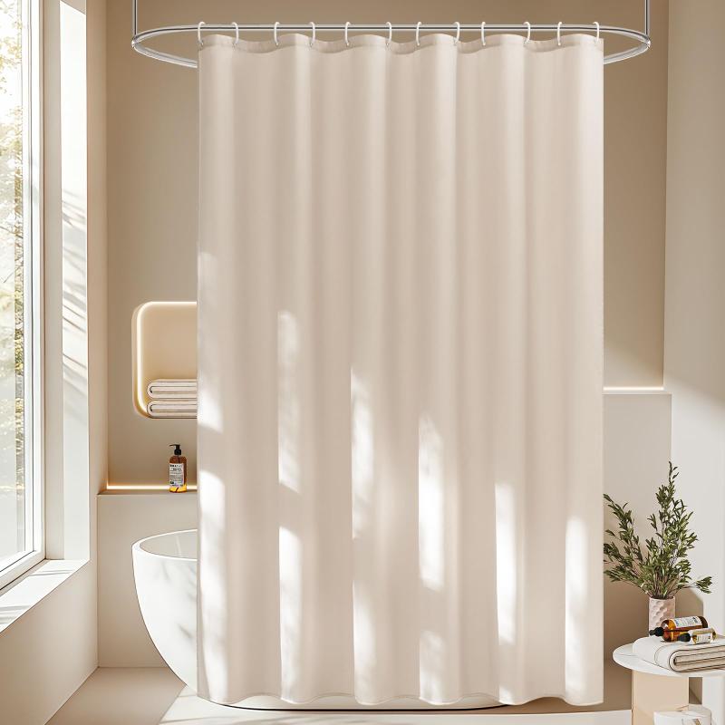 Rakuten - AooHome シャワーカーテン 目隠し 遮像 防カビ 防水 120cm幅 150cm丈 バス用品 ユニットバス ロング お風呂用カーテン 軽量 速乾 リング付き 無地 サンドカラー
