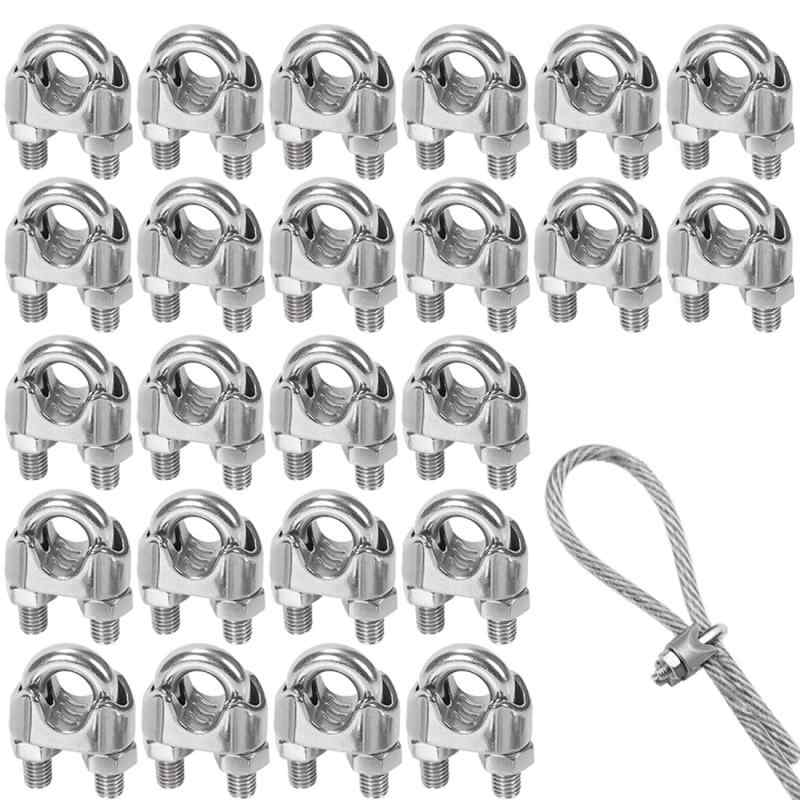 Rakuten - Ailenlan ワイヤークリップ 3mm - ワイヤーロープクリップ M3 24個入り ステンレス鋼304 M2 M3 M4 M5 M6 M8 M10 M12 ケーブルクリップ ケーブル固定金具 ロープ止め金具 ワイヤー 固定 サドルクランプ ワ