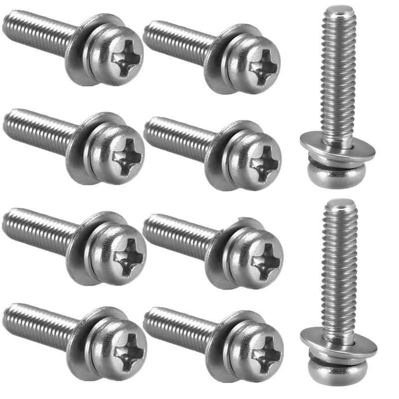 樂天商城 - 10本入り パンヘッド機械ネジ M3*20mm 十字穴付き ナベ頭小ネジ ステンレス製 平ワッシャーとスプリングワッシャー付き ファスナーボルト DIY工具 電子機器修理 家具組み立て用