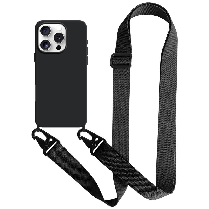 Rakuten - UnnFiko for iPhone 15 Pro Maxケース ネックストラップ スマホケース 蛍光色 シリコン アイフォン 15 Pro Max ケース シンプル ソフト 保護カバー 携帯ストラップ 紐付き 斜めがけ (iPhone 15 Pro M