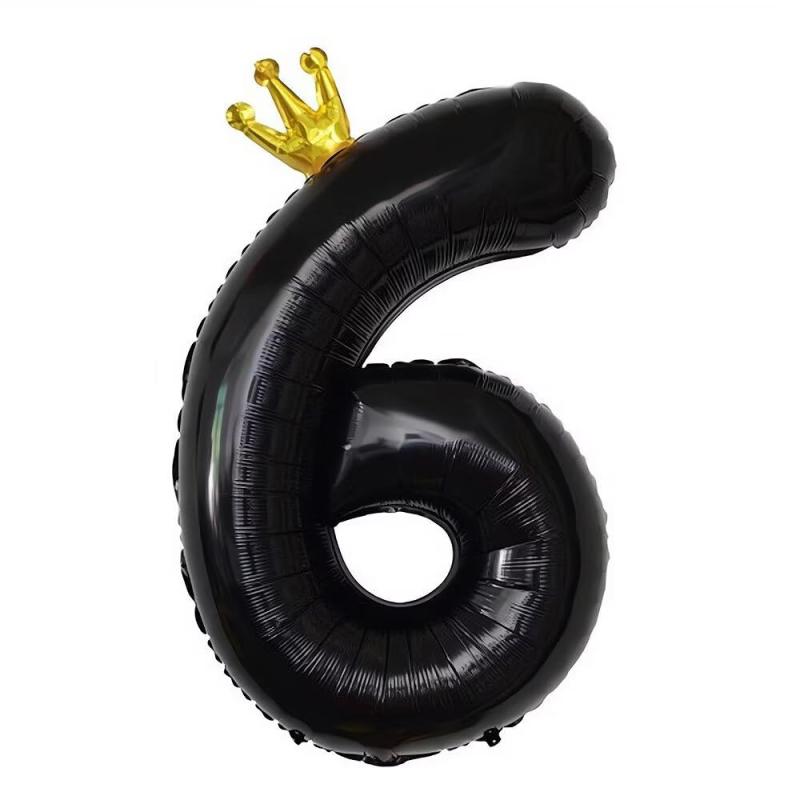 Vthoviwa 100CM バルーンアルミ6 ヘリウムクラウン風船数字バルーン6ブラック 0123456789 誕生日 カーニバル 飾り付け記念日パーティー装飾ブラック6 男女兼用 大きい しじヘリウム