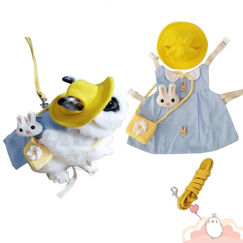 MUYYIKA ウサギ 小動物 ハーネス リード セット うさぎ服 かわいい ソフト 柔らかい モルモット 子犬 子猫用 調整可能 記念撮影 お出かけ用品 散歩用リード