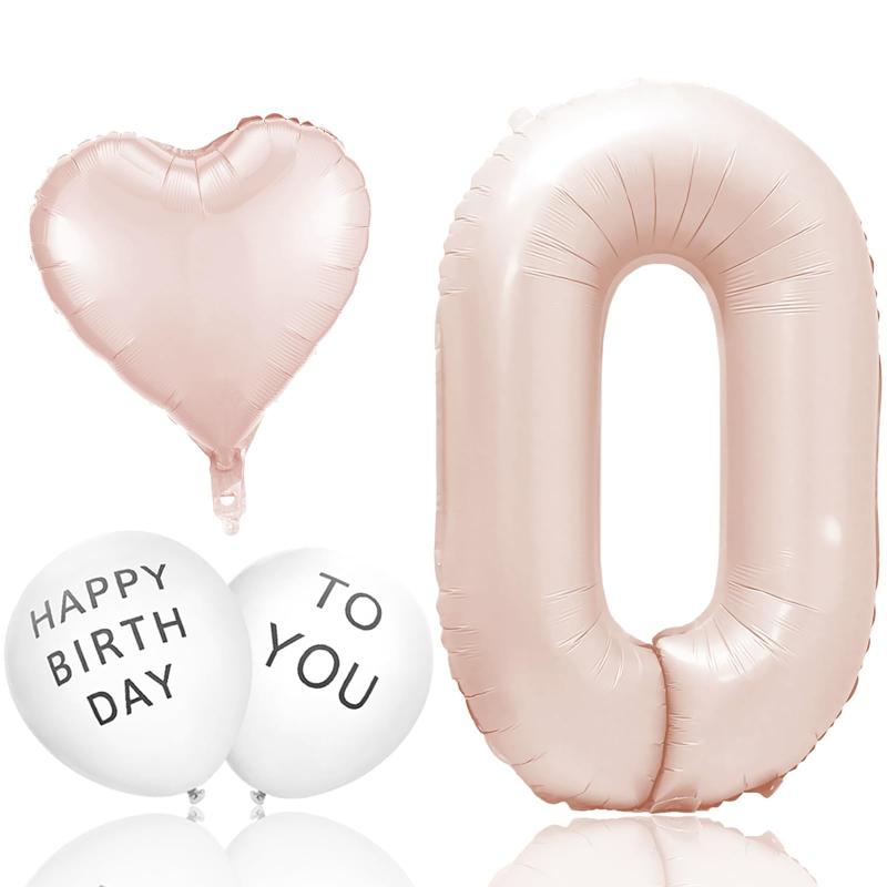 バースデーバルーン 数字 誕生日 風船 セット 数字 バルーン 0 パステル ピンク 32インチ 約70cm 誕生日バルーン数字 シンプル 誕生日 飾り付け バースデー 撮影 風船 飾り ストロー付 くすみ