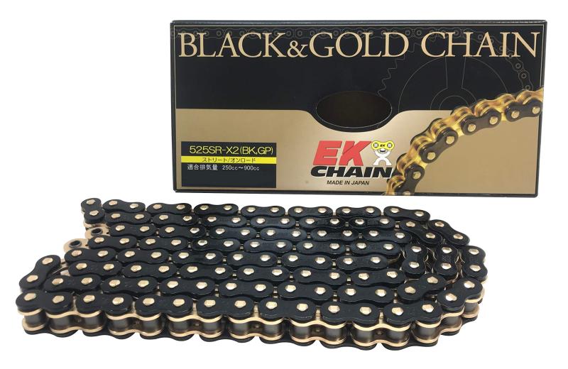 Rakuten - EK(イーケー) QXリングシールチェーン 525SR-X2 ブラック&ゴールド 120L 【カシメジョイント】
