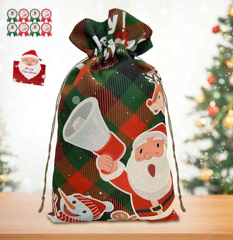 GOKEI クリスマス ギフトバッグ 30×50cm プレゼント用 ラッピング 袋 ラッピング用 巾着袋 麻布 ポリエステル サンタクロース キャンディーバッグ サンタ 大きい ギフト バッグ 包装 贈り物 ク