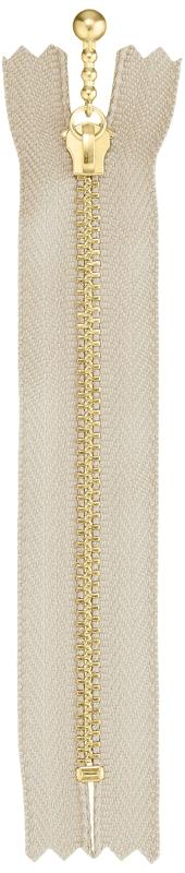 Y.K.K ゴールド 玉付き ファスナー 止め 10本入 長さ12cm #572 濃いベージュ 3MGC-12