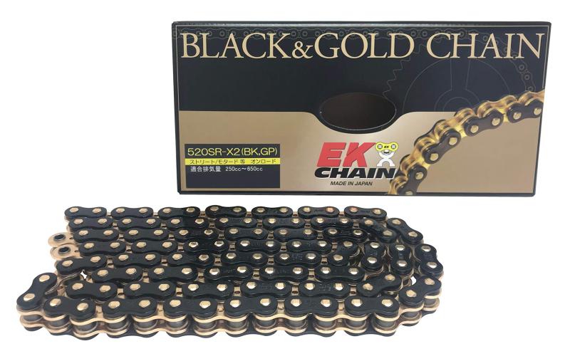 樂天商城 - EK(イーケー) QXリングシールチェーン 520SR-X2 ブラック&ゴールド 120L 【カシメジョイント】 ブラック/ゴールド