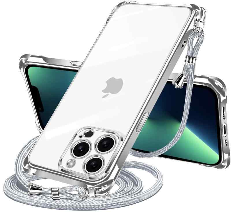 Rakuten - NISIILNG iPhone 13 Pro Max 用 ケース クリア ショルダー iphone13pro max スマホケース アイフォン13ProMax カバー 肩掛け 斜めかけ 縄掛けケース 透明 TPU 薄型 軽量 耐衝撃 紐付き 斜めがけ 織
