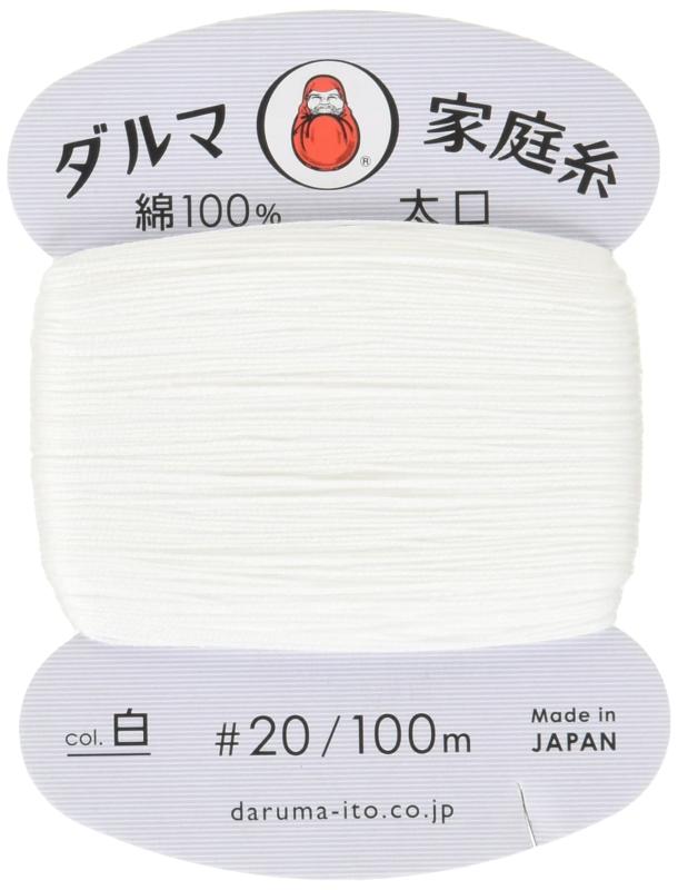 Hand-Sewing Threads - ダルマ 手縫い糸 家庭糸 太口 #20 100m Col.W 白 5枚セット 01-0120