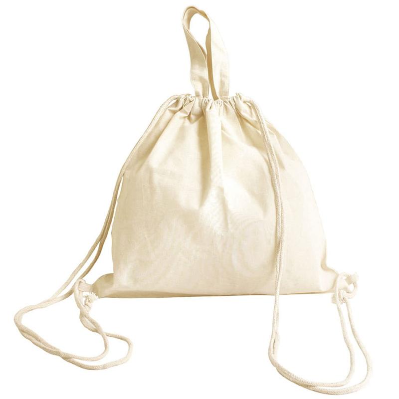 NBK 厚手コットン・ハンドル付リュック 生成 38×37cm 入 ES314