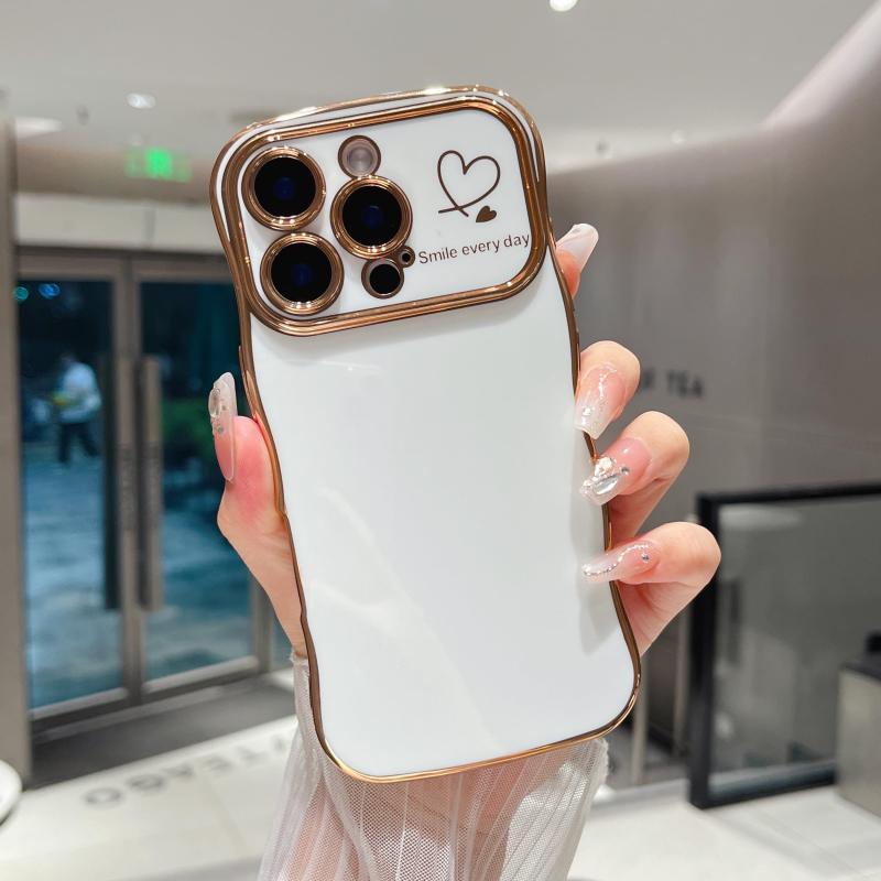 Rakuten - ZTOFERA iPhone 16 Pro 用 ハートケース 人気 おしゃれ アイフォン 16 Pro ウェーブ ケース 柔軟な TPU シリコン いphone 16 pro スマホケース メッキ加工 ソフト 軽量 耐衝撃 韓国 可愛い iphone16