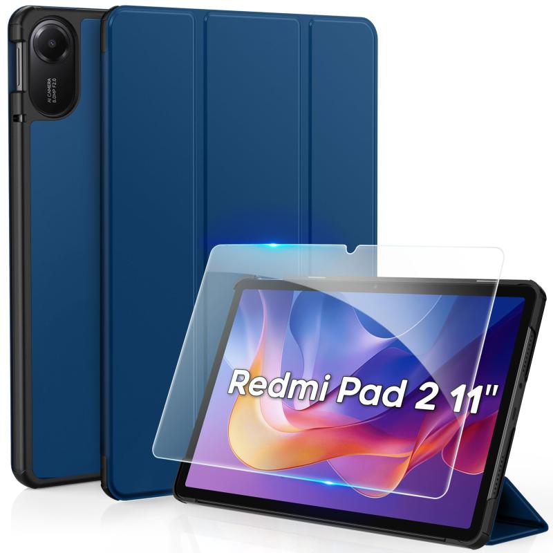 Rakuten - xiaomi タブレット Redmi Pad ケース ガラスフィルム セット ハードケース オートスリープ 三つ折り 耐衝撃 軽量