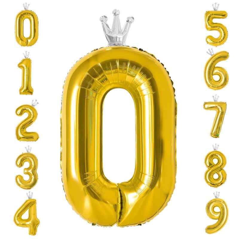 樂天商城 - GRESATEK バルーン 数字 風船 誕生日 40インチ 大きい ナンバー0 バースデーバルーン 王冠付き クラウン 飾り付け 結婚式 パーティー 記念日 ウェディング ゴールド