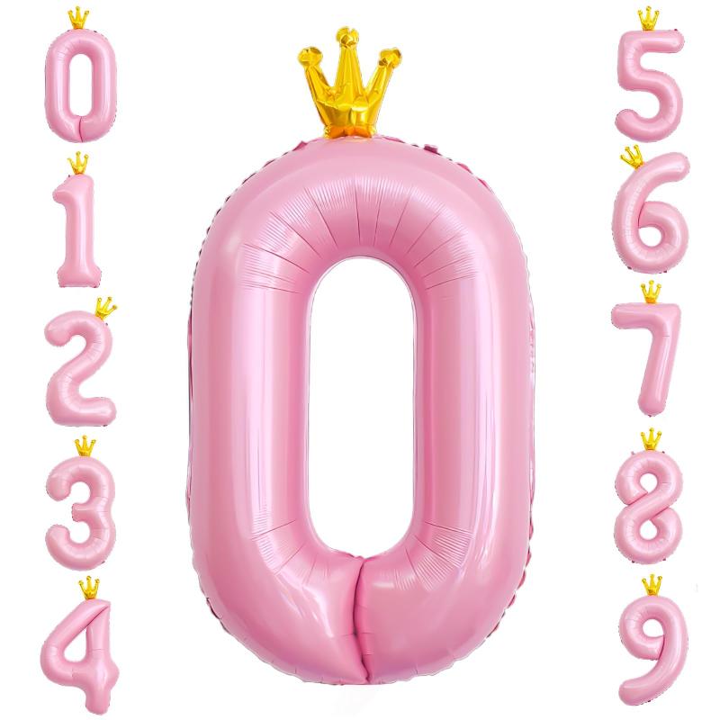 樂天商城 - GRESATEK バルーン 数字 風船 誕生日 40インチ 大きい ナンバー0 バースデーバルーン 王冠付き クラウン 飾り付け 結婚式 パーティー 記念日 ウェディング ピンク