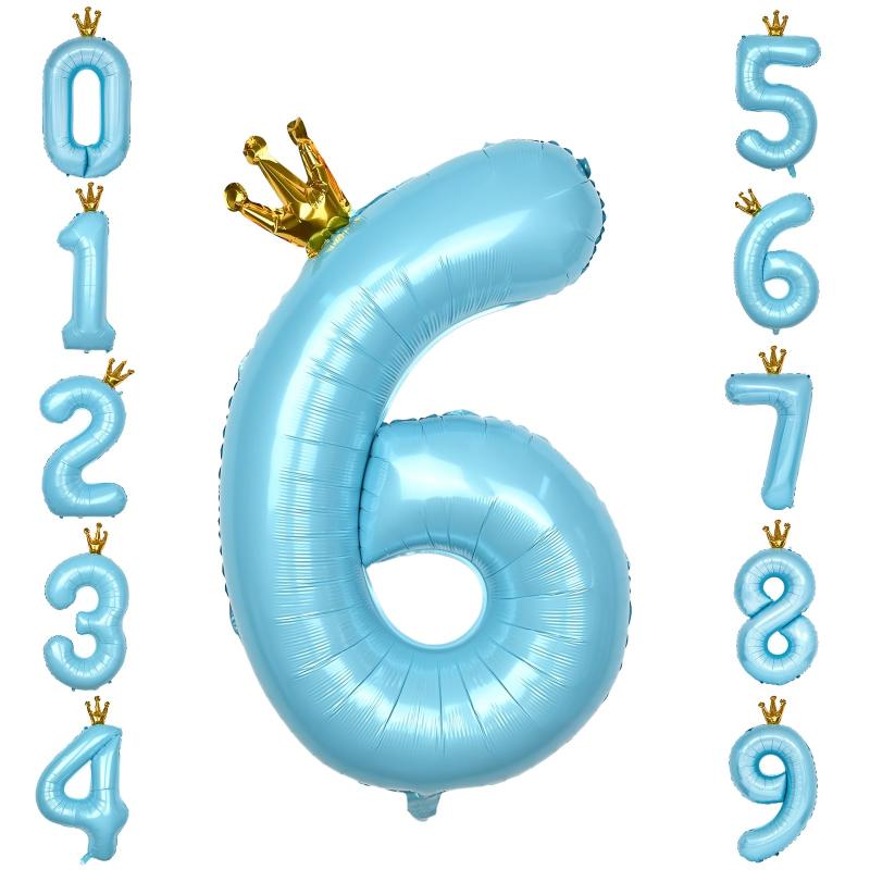GRESATEK バルーン 数字 風船 誕生日 40インチ 大きい ナンバー6 バースデーバルーン 王冠付き クラウ..
