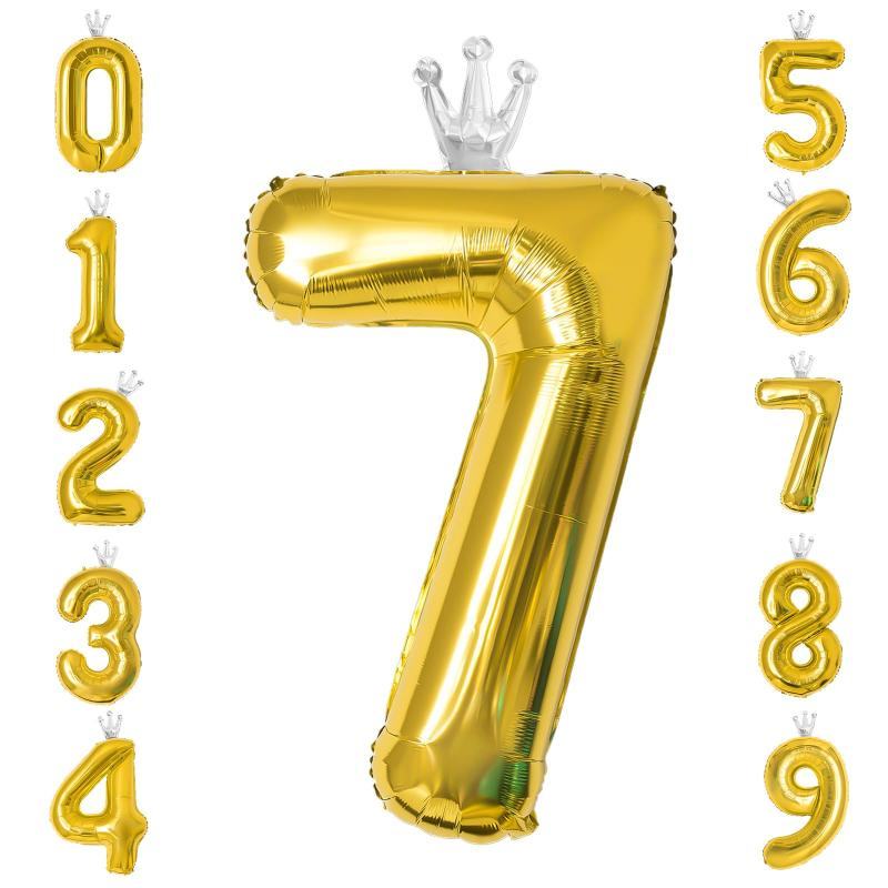 GRESATEK バルーン 数字 風船 誕生日 40インチ 大きい ナンバー7 バースデーバルーン 王冠付き クラウン 飾り付け 結婚式 パーティー 記念日 ウェディング ゴールドかわいいクラウンが数字バルーンにゴールドの数字バルーンにシルバーの王冠を付けて新しい仕様です。金銀の色合いはシックでありながら華やかな印象に。お誕生日会や記念日などのお祝いに、ちょっぴり華やかさをプラスしたこんな数字バルーンを飾るのはいかがでしょうか膨らませた時のサイズ： 8約80cm　0、1、4約90cm　2、3、5、6、7、9約100cm（数字によって高さと幅が異なります）写真映え：壁貼付けたり、ソファなどに置いたり、手に持って写真をとってもかわいいです。誕生日サプライズ、バースデーパーティー、1歳誕生日、1/2バースデー、結婚記念日、周年パーティーなどのお祝いにピッタリです様々な場面に適用：おうちやパーティールームでのお誕生日のお祝いの飾り付けや、記念写真の飾りにピッタリのアルファベットバルーンセッ トです。お店の飾りなどにも適用、簡単にパーティーの雰囲気を作り出せますご注意：丈夫で破けにくいアルミフィルム素材を使用しておりますので、お子様も安心して遊べます。サイズが大きいため、エアポンプの仕様をお勧め致します。（お手持ちのストローや付属のストローを膨らまし口に差し込んで、口で膨らませることもできます。）使用後はストローなどで空気を抜くことでまた次の機会にお使いいただけます