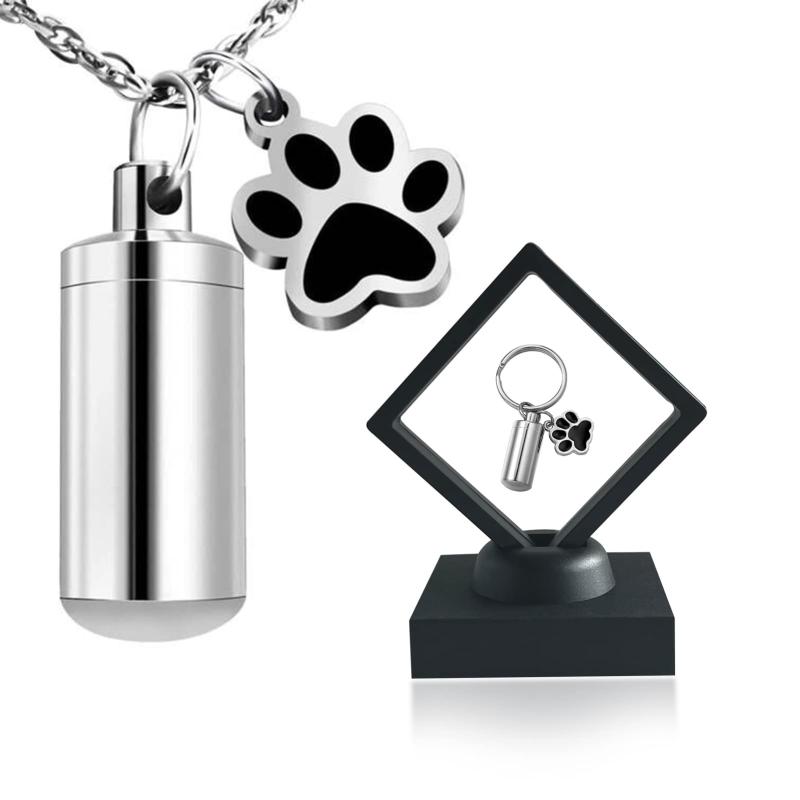 [WEINER] ペットメモリアルペンダント 犬 猫 遺骨 ロケットペンダント ネックレス 記念ジュエリー キーホルダー ロケット 防水 ステンレス製 取り外し可能 肉球