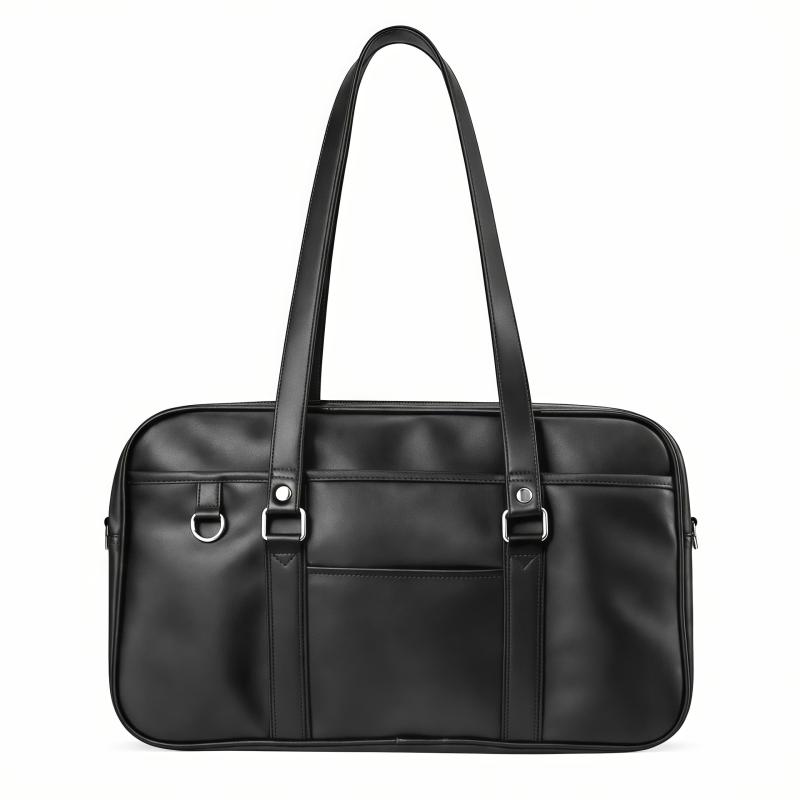 Rakuten - [YOBLUELO] スクールバッグ 合皮 スクバ 高校生 女子 革 学生 大容量 大きい 軽量 PU 肩紐長い A4対応 通学 JK 制服 鞄 サブバッグ 入学準備 修学旅行 新学期 部活 (ブラック)