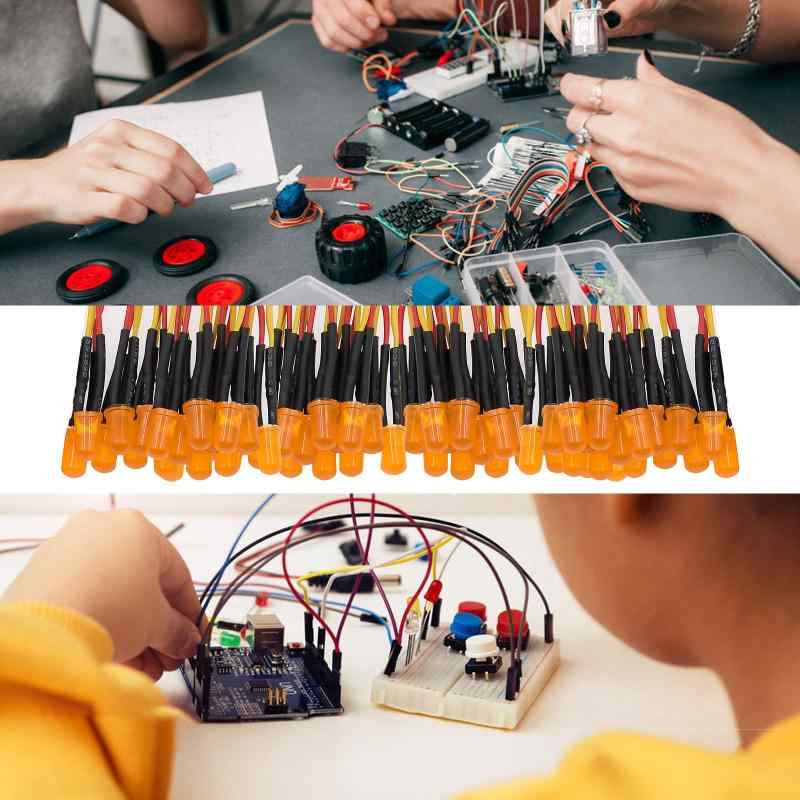 50個 12V 配線済み 5mm LEDライト 発光ダイオード オレンジ