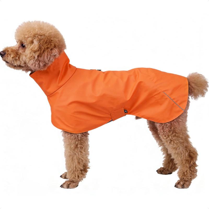 Marscharm 犬 レインコート 犬カッパ 犬服 犬ジャケット ペット雨具 軽量 防水 犬コート 犬用雨合羽 梅雨対策 雪対策 着脱簡単 ドッグ レインコート 小型 中型 大型犬用(オレンジ, S)