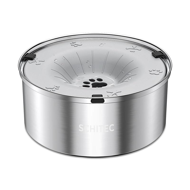 Rakuten - SCHITEC 犬 ペット 水飲み器 給水皿【大容量・溢れ防止・犬・猫用・防錆・電気不要】ステンレス 犬がぶ飲み 濡れない 水やり 滑り止め 水入れ 濾過機能 低速給水 ウォーターボウル (ライトグ