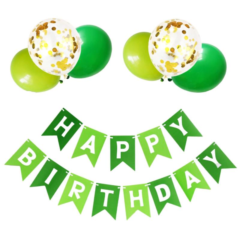 GRESATEK バルーン 誕生日 風船セット HAPPY BIRTHDAY ガーランド きらきら紙吹雪風船 飾り付け 飾り 装飾 バースデー パーティー サプライズ お祝い イベント グリーン ゴールド♛誕生日に最適なハッピーバースデーバ...