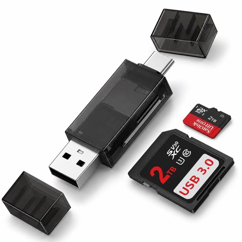 ANNIBER SDカードリーダー 2-in-1 Type-C&amp;USB3.0 マイクロSDカードリーダー OTG対応 超高速転送 タイプc カードリーダー 2TBまでサポート iPhone15・16シリーズ/Android/iPad Pro/MacBook/Windows/Chromebookなど幅広