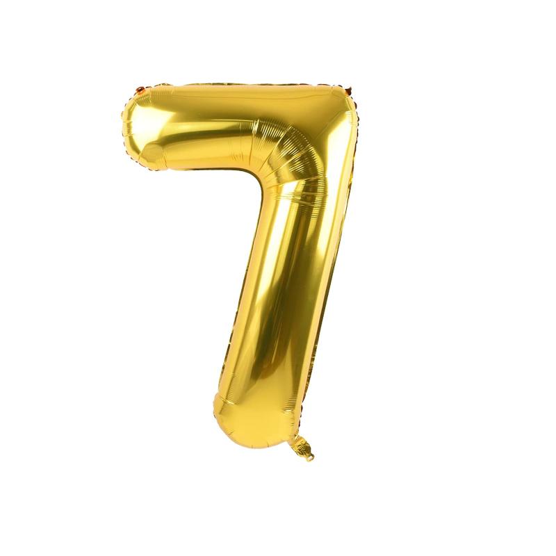 樂天商城 - 40インチ 大きい 数字 バルーン 7 金 ゴールド ナンバー バルーン 誕生日 数字 風船 約100cm ハッピーバースデー 前撮り 結婚式パーティー 記念日 ウェディング お祝い 飾り