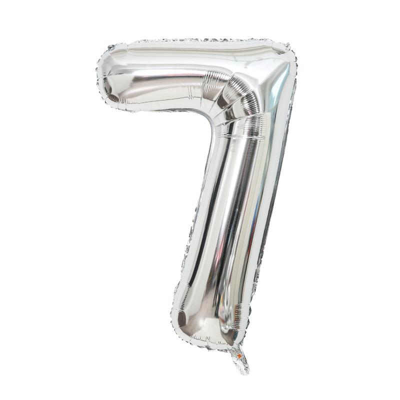 40インチ 大きい 数字 バルーン 7 シルバー ナンバー バルーン 誕生日 数字 風船 約100cm ハッピーバー..