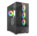 Sharkoon 背面コネクタ対応ミドルタワーPCケース SHA-AK6-RGB-BK ピラーレス構造 ATX/Micro ATX/Mini-ITX規格マザーボード対応 ARGBファン4基標準搭載 日本正規品