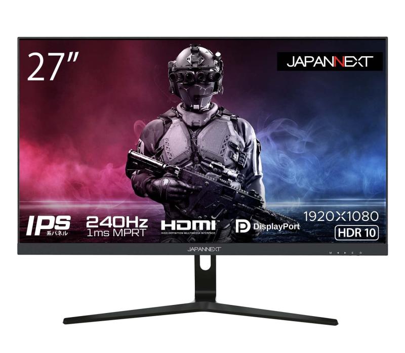 19 inches + - JAPANNEXT 27型IPS フルHDパネル搭載240Hz対応ゲーミングモニター JN-I27FR240 HDMI DP