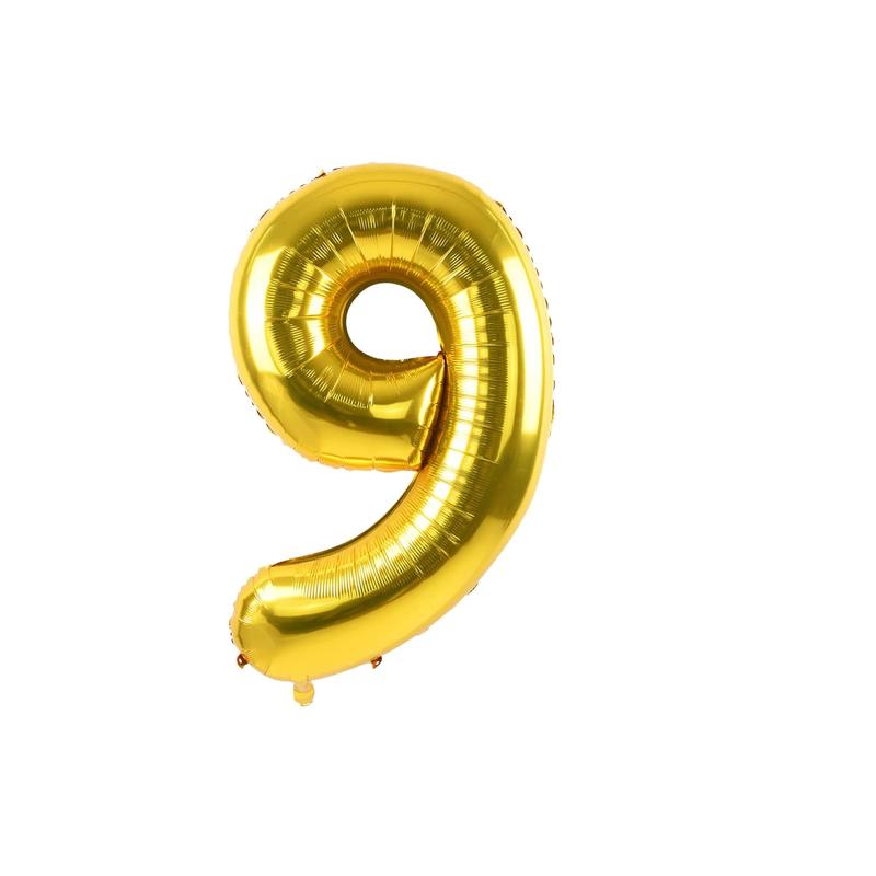 40インチ 大きい 数字 バルーン 9 金 ゴールド ナンバー バルーン 誕生日 数字 風船 約100cm ハッピーバースデー 前撮り 結婚式パーテ..