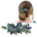 FASELE ヘアクリップ 刺繍 蝶 ヘアピン スリーピン 前髪留め バタフライ 森ガール 髪飾り 女性 子供 可愛い おしゃれ 誕生日 発表会 撮影用 結婚式 卒業式 入学式 パーティー 記念日 プレゼン