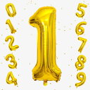 GOPATY数字バルーン 大きい 40インチ 約100cm ナンバーアルミ風船 誕生日飾り付け 記念日 バースデーパーティー お祝い 成人式 卒業 入学 (1, ゴールド)