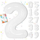 GOPATY数字バルーン 大きい 40インチ 約100cm ナンバーアルミ風船 誕生日飾り付け 記念日 バースデーパーティー お祝い 成人式 卒業 入学 (2, 白)