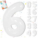 GOPATY数字バルーン 大きい 40インチ 約100cm ナンバーアルミ風船 誕生日飾り付け 記念日 バースデーパーティー お祝い 成人式 卒業 入学 (6, 白)