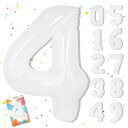 GOPATY数字バルーン 大きい 40インチ 約100cm ナンバーアルミ風船 誕生日飾り付け 記念日 バースデーパーティー お祝い 成人式 卒業 入学 (4, 白)