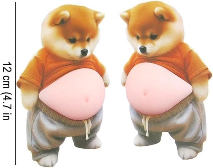犬 お腹 シール 3D ぷにぷに【2026新型】柔らかい もっちり スクイーズ ステッカー かわいい デブ犬 癒し グッズ 手帳 デコ スマホ 車内 装飾用 (灰服の柴犬2個) root-house-10203711 RoothouseStore サンプル画像2