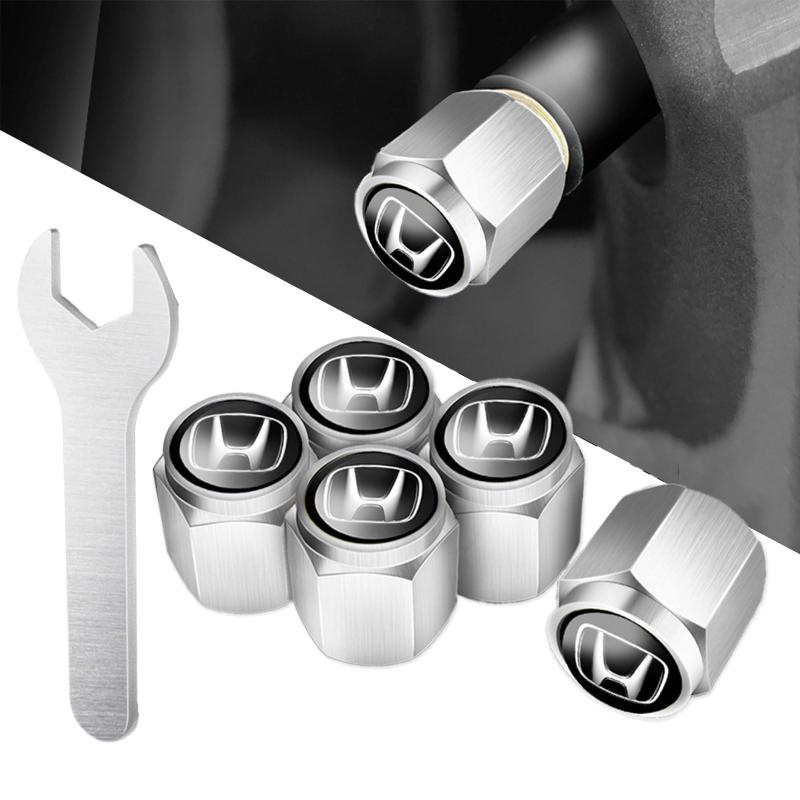 MochiMingle エアバルブキャップ 5個セット タイヤバルブャップ 合金 1.2*1.1cm エアバルブキャップ 車 バルブキャップ 車 自動車 バイク用 汎用 取付スパナ付 高耐久 高強度 腐食 防止 防水 防塵