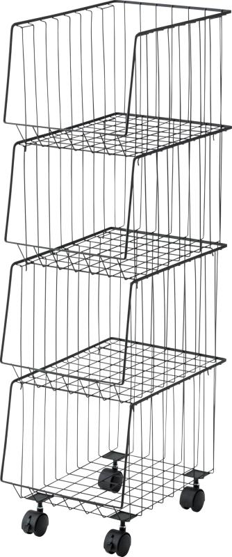 東谷(Azumaya-kk) サイドワゴン ブラック 幅26.5×奥行37.5×高さ95cm スタッキングワゴン4D AKB-439BK
