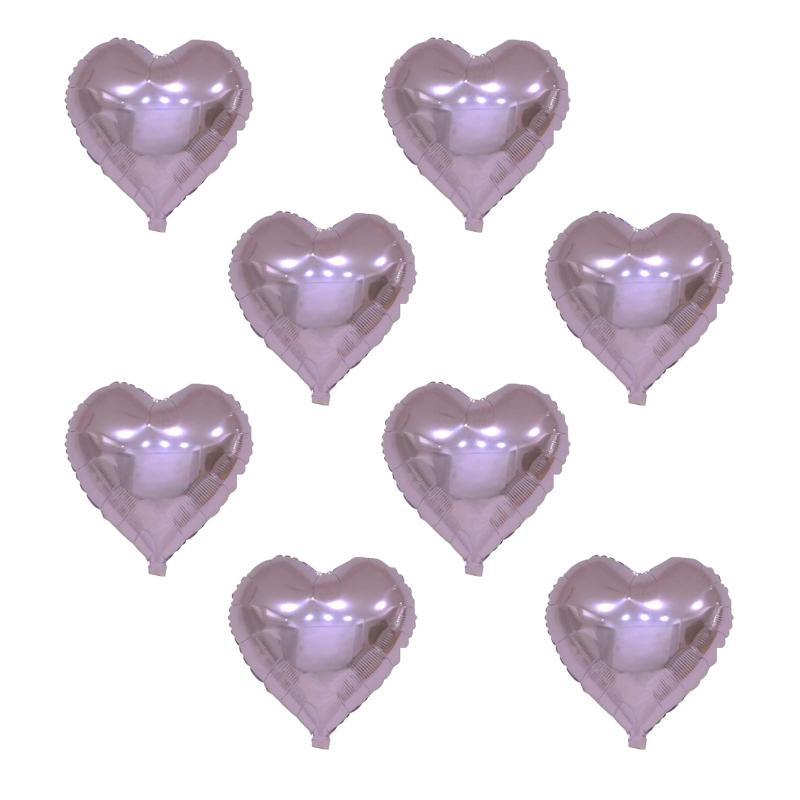 風船 バルーン ハート型 アルミバルーン 8個 セット ハート 34cm (バルーン8個セット, ラベンダー)