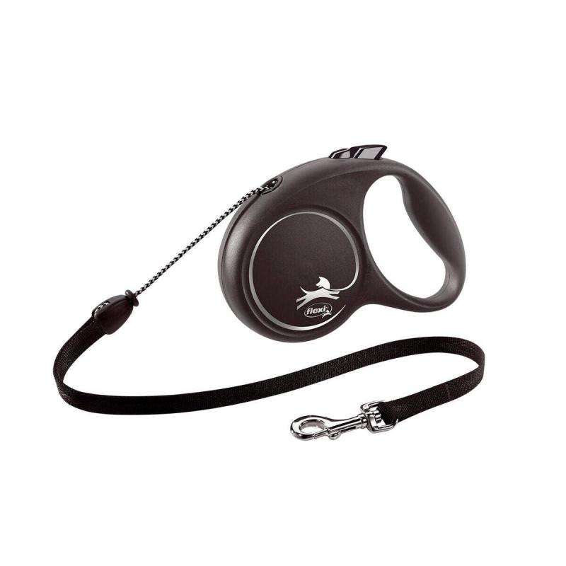 Collars, Harnesses, Leashes - フレキシ (flexi) ブラックデザイン コード S(12kg未満) 5m ブラック [犬用リード]