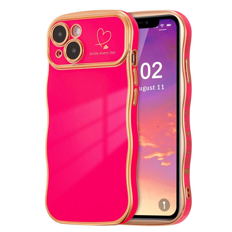 Rakuten - ZTOFERA iPhone 15 用 ハートケース 人気 おしゃれ iPhone 15 波型ケース 柔軟な TPU シリコン ウェーブ デザイン スマホケース メッキ加工 ソフト 軽量 耐衝撃 韓国 可愛い アイフォン 15 ケース 女子
