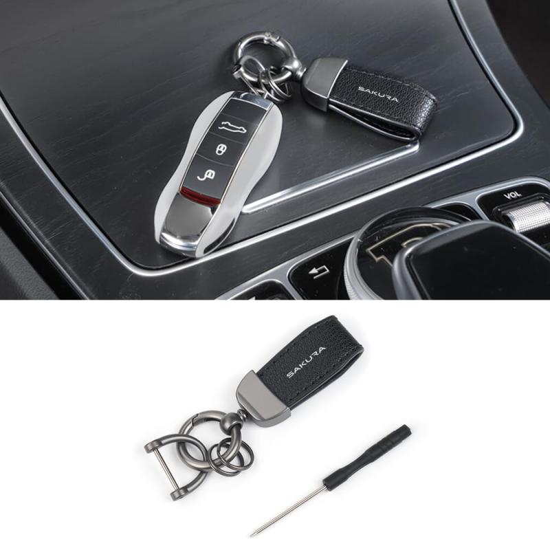 Rakuten - [SUNFFYMI] サクラ 適用 車 キーホルダー 紛失防止 SAKURA B6系 B6AW 対応 カー キーチェーン 耐久性 自動車 スマートキー 安定性 キーリング キーリール 本革調 質感が良い(長さ：7.5cm,サクラ 適用