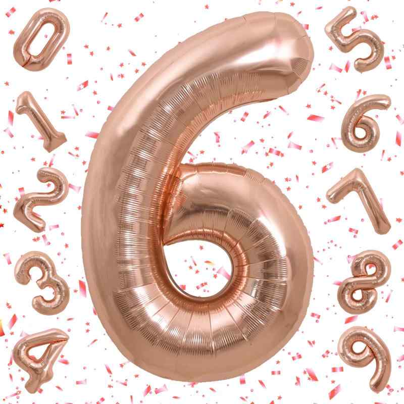 Exgox 数字バルーン ローズゴールド アルミ風船 誕生日 40インチ ナンバー6 ハッピーバースデー 飾り付け 男の子 女の子 ギフト 記念日 お祝い パーティー 結婚式 披露宴【セット内容】：数字バルーン*1（ストロー付き）。カラー：ローズゴールド。【素材】：アルミ素材。️【サイズ】：膨らむ状態は約80cm-90cm（アルミバルーンの特性上、数字の形状により多少の誤差が生じますので予めご了承ください。）。壁に飾ったり、手に持って写真を撮るととってもかわいい【存在感抜群】：40インチの数字バルーンは、大きいサイズで、存在感が抜群です毎年に特別な日（誕生日とか、結婚記念日など）に数字風船と一緒に写真を撮っていい思い出になります。金色、ローズゴールド、白、ブラック、グリーン、ブルー、レッド、シルバー、8つのバリエーションお好きな色を選んで、大事な日に大事な人と、楽しい時間を過ごしてください。【様々な場合に適用】：0～9のお好きな数字をお選びください。男の子・女の子の誕生日、お祝い、パーティー、祝典等の、各種イベントの飾りつけとして幅広くお使いいただけます。結婚式、新年会、忘年会の会場でもよく使われています。【注意】：空気の入ってない状態で発送いたします。バルーン爆発を防ぐために、​丁寧に膨らませて、80%ぐらいの気体を注入だけで十分です。万が一不備等がございましたら、ご連絡くださいませ（不備箇所の画像を頂く場合がございますので、予めご理解を賜りますようお願い申し上げます）早急に交換品か代用品を郵送させていただきます。